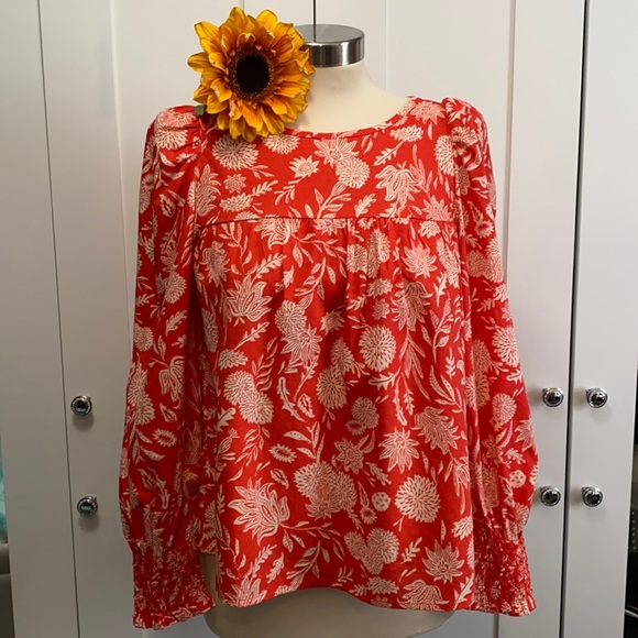 Floral Flowy Top Orange & White Sz XS NEW! - Picture 1 of 4